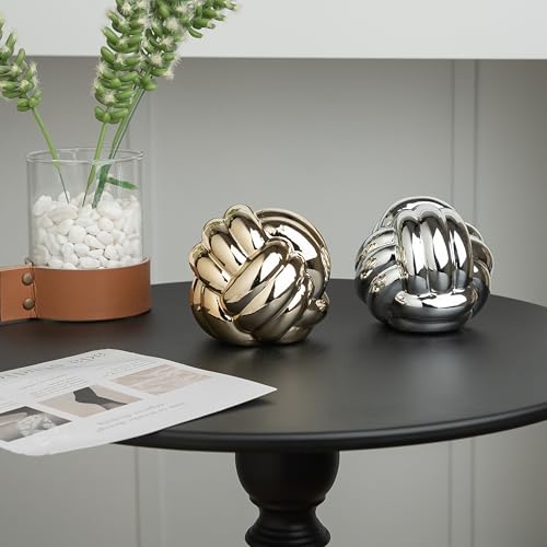 Small Gold Ceramic Knot Decor, Minimalist Modern Tabletop Ornament