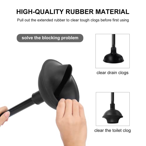Heavy Duty Toilet Brush and Plunger Set with Holder, Black Bathroom Combo