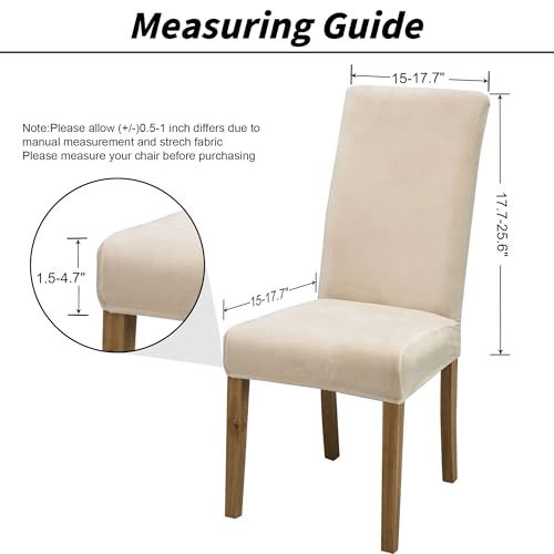 Stretch Velvet Dining Chair Covers Set of 6 - Washable & Detachable
