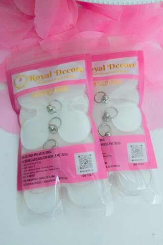 Metal Ring Adhesive Hooks for Balloon & Party Decorations, 8 Pack