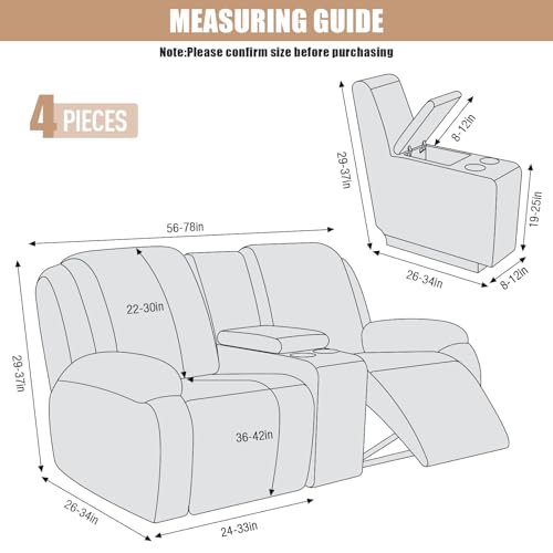 Stretch Recliner Loveseat Cover with Center Console - Chocolate