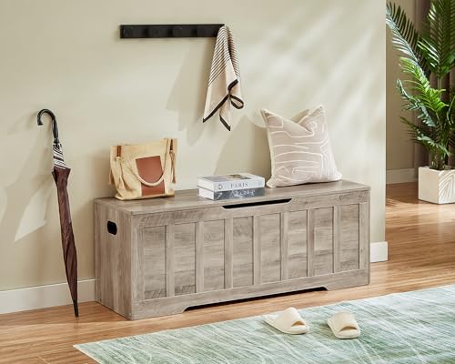 Extra Large Wooden Storage Bench with Safety Hinges, 51-inch Entryway Trunk