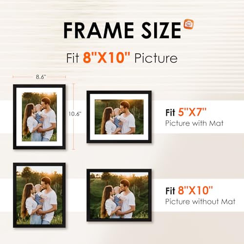 FIXSMITH 8x10 Picture Frame Set of 2 with HD Plexiglass for Wall or Tabletop