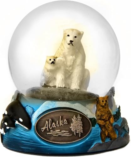 Alaska Polar Bear Snow Globe 3.5-Inch Glass Decorative Figurine