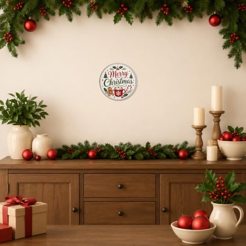 Merry Christmas Metal Sign 8x8in Holiday Seasonal Decor - Entryway Wall Art
