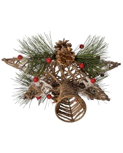 11-Inch Natural Star Christmas Tree Topper with Pinecones & Berries