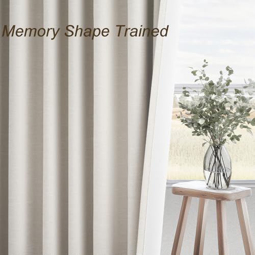 Linen Blackout Curtains 96 Inch Long - Thermal Drapes, 2 Panels (52" x 96")