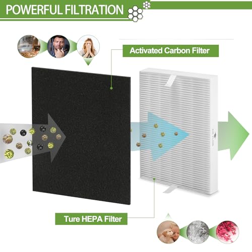 Air Purifier Replacement Filter Set with True HEPA and Carbon Pre-Filters