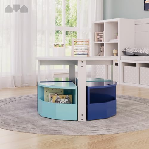 Toddler Table and 4-Chair Set with Storage - Round Kids Activity Furniture