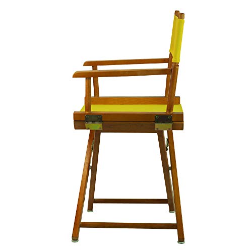 Solid Wood Director's Chair, Foldable Portable Seat with Yellow Canvas
