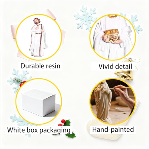 Nativity Set 12 Pcs Christmas Figures, 6 inch White Indoor Catholic Manger Scene (Aunniqum)