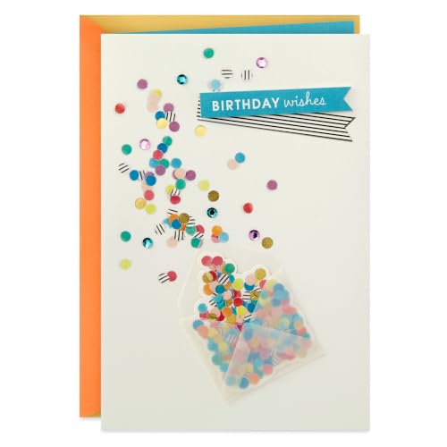 Birthday Wishes Greeting Card with Confetti Design and Envelope