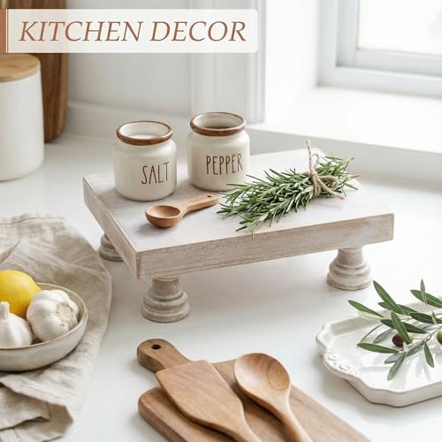 8.5-Inch Square Wood Riser Display Stand for Farmhouse Home Decor