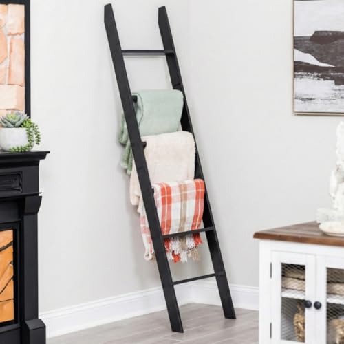 6-Tier Wall Leaning Blanket Ladder, 5ft 8in Decorative Quilt Rack