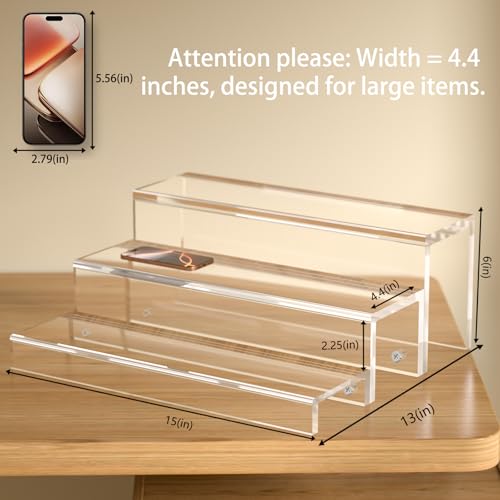 3-Tier Acrylic Liquor Bottle Display Shelf, 15-Inch Bar Organizer Rack