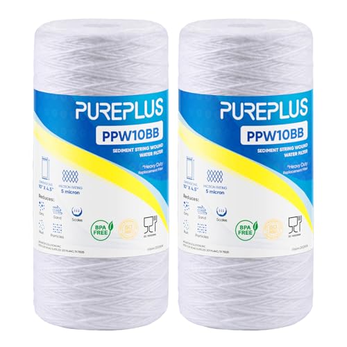 5 Micron 10 x 4.5 Whole House String Wound Sediment Water Filter, 2-Pack