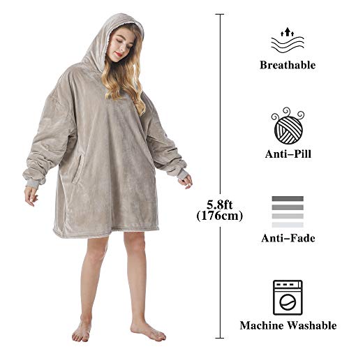 Oversized Wearable Blanket Hoodie with Pockets - Ultra-Soft Fleece Sweater