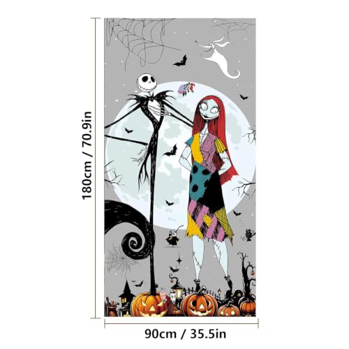 JENFALL Nightmare Before Christmas Halloween Door Cover Welcome Banner Grey