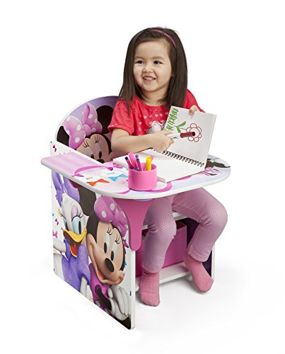 Kids Chair Desk with Under-Seat Fabric Storage Bin and Cup Holder
