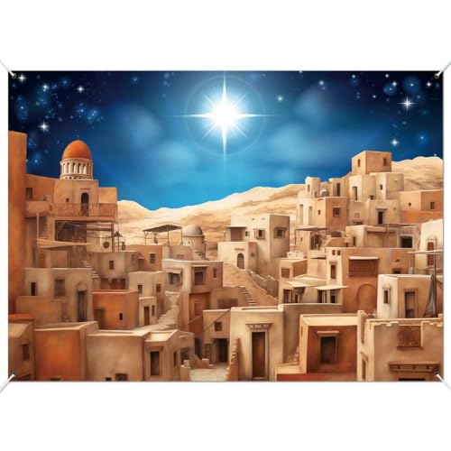 Bethlehem Village Christmas Backdrop 7x5ft Nativity Scene for Holiday Decor