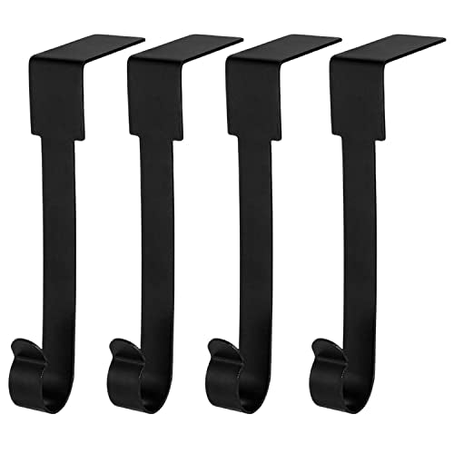 Black Metal Christmas Stocking Holders for Mantel - Set of 4 Hooks
