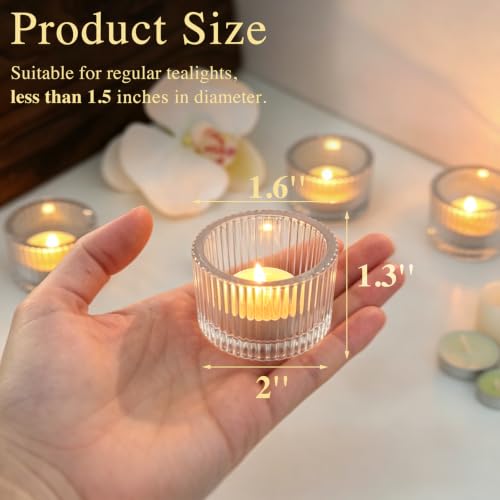 Clear Votive Candle Holders - 24 Pack Glass Tea Light Holders for Home Decor & Weddings