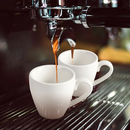 homEdge White Porcelain Espresso Shot Cup Set with Saucers & Spoons - 80ml, Pack of 4