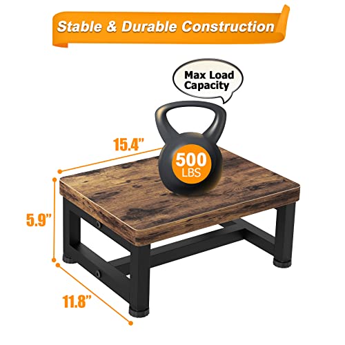 Heavy-Duty Wooden Step Stool - Non-Slip Bed Steps for High Beds (500 lbs)