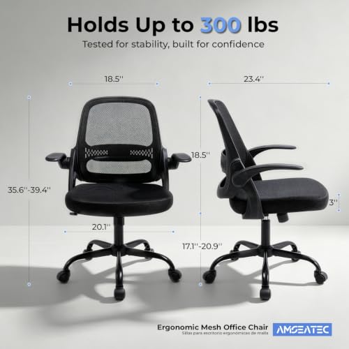 Ergonomic Mesh Office Chair with Flip-Up Arms and 3-Inch Cushion