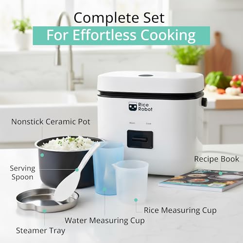 Mini Personal Rice Cooker - 1 Quart PFAS-Free Nonstick with Steamer Tray
