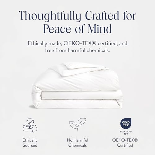 100% Cotton Percale Duvet Cover - Full/Queen, White - Crisp & Cooling