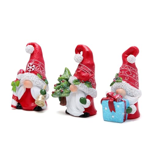 Hodao Red-3 Christmas Gnomes Decorations Handmade Elf Tomte Figurines for Xmas Decor (3pcs)