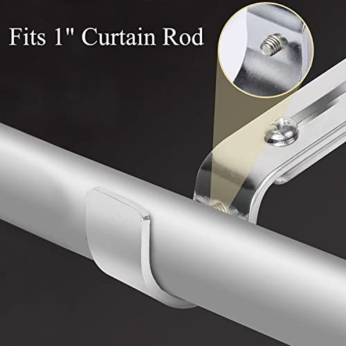 Adjustable Curtain Rod Brackets - 2 Pack Wall Mount Holders for 1 Inch Rod