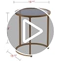 2-Piece Round Nesting Side Table Set, Gold Metal and Glass Accent Tables
