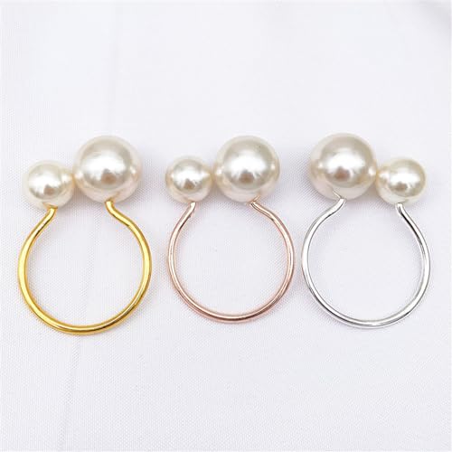 Round-Rose Gold Pearl Napkin Rings Set of 6 for Wedding & Party Table Decorations
