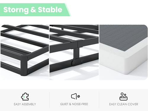 3-Inch Low Profile Queen Box Spring, Sturdy Metal Mattress Foundation