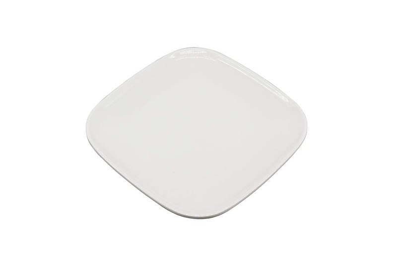 M&B GWPP Melamine Square Plates for Party, Set of 4 Dessert Salad Plates, Snacks, Appetizer Plates for restaurant indoor or outdoor picnic camping. (White)