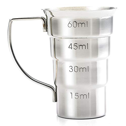 Barfly M37108 Drink Jigger with Handle - 2 oz Stainless Steel Bar Tool - Variation with Handle