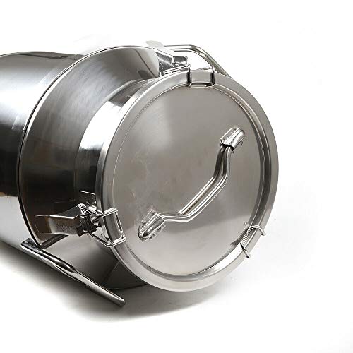 40L Stainless Steel Milk Can with Sealed Lid, Anti-Leak Ring, Handles - LOYALHEARTDY