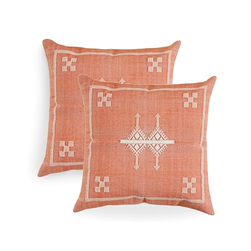 ZOMI Lazio Red 20x20 Cushion Covers Set of 2 - Cotton-Jute Blend, Hidden Zipper