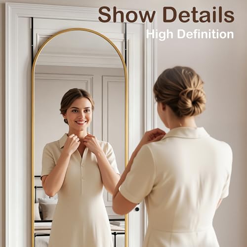 48" x 14" Full-Length Over-the-Door Mirror, Versatile Wall or Floor Mirror