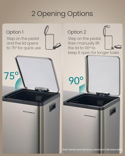 Double Compartment Stainless Steel Trash Can 2 x 8 Gallon