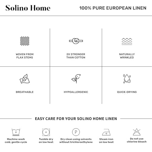 Solino Home Linen Table Runner 120 Inches Long - Cabana Stripe, 100% Pure Linen Sky Blue and White Table Runner 14 x 120 Inch for Dining, Spring, Easter