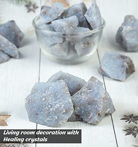 Blue Chalcedony Rough Raw Stones 1LB Bulk for Tumbling and Reiki Healing