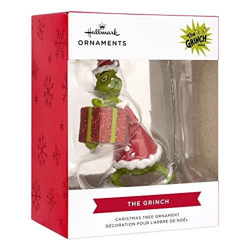 Hallmark Dr. Seuss Grinch Holding Present Christmas Tree Ornament
