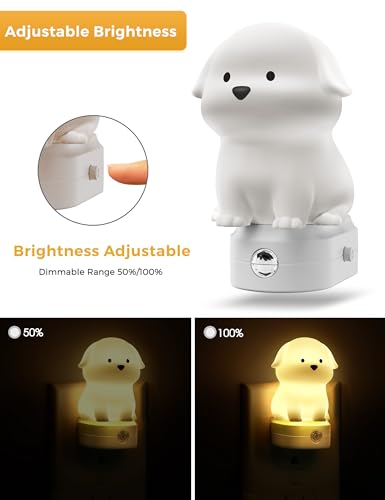 3D Puppy Plug-in LED Night Light with Dusk to Dawn Sensor & RGB Colors