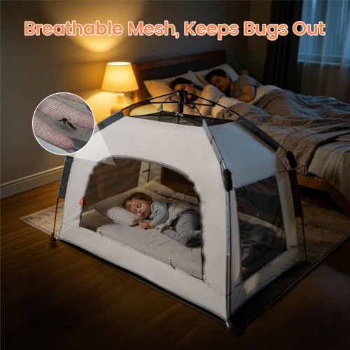 Portable Inflatable Kids Travel Bed with Pop-up Tent & Air Mattress