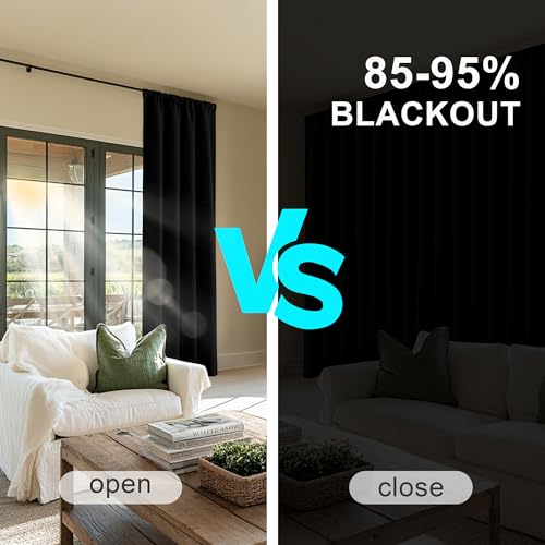 Blackout Curtains 72 Inch Long, Solid Thermal Insulated Panels - 2 Pack