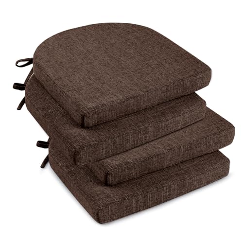 U-Shaped Foam Dining Chair Cushions, 16x16 Inch Non-Slip Pads (4 Pack)