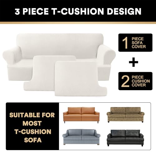 Stretch Loveseat Slipcover - 3 Piece T Cushion Sofa Cover for 55-76" Couches
